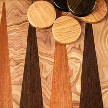 Load image into Gallery viewer, Premium Handcrafted Olive Burl Backgammon Set with Olive Wood Checkers