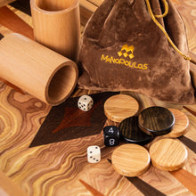 Load image into Gallery viewer, Premium Handcrafted Olive Burl Backgammon Set with Olive Wood Checkers