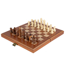 Load image into Gallery viewer, Handcrafted Mahogany 3-in-1 Chess & Backgammon Board in Blue Medium Size