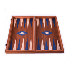 Load image into Gallery viewer, Handcrafted Mahogany 3-in-1 Chess & Backgammon Board in Blue Medium Size