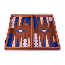Load image into Gallery viewer, Handcrafted Mahogany 3-in-1 Chess & Backgammon Board in Blue Medium Size