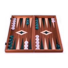 Load image into Gallery viewer, Handcrafted Mahogany 3-in-1 Chess & Backgammon Board in Green Large Size