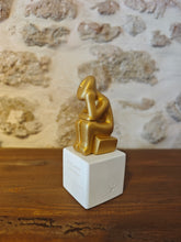 Load image into Gallery viewer, Cycladic Thinker Small Gold"Life is a constant chane - Democritus"
