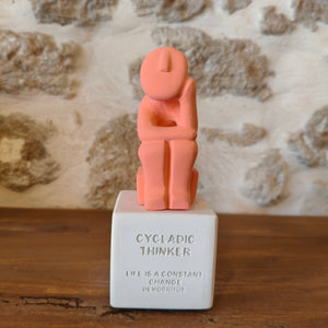 Cycladic Thinker Small Coral Orange "Life is a constant change - Democritus"