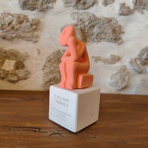 Cycladic Thinker Small Coral Orange "Life is a constant change - Democritus"