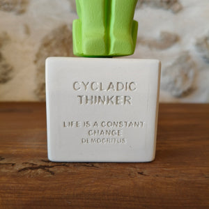 Cycladic Thinker Small Lime Green "Life is a constant change - Democritus"