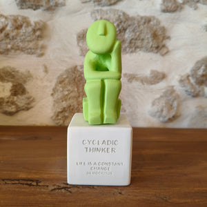 Cycladic Thinker Small Lime Green "Life is a constant change - Democritus"