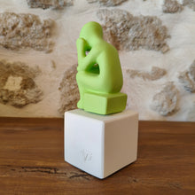 Load image into Gallery viewer, Cycladic Thinker Small Lime Green &quot;Life is a constant change - Democritus&quot;
