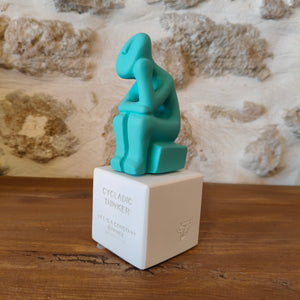 Cycladic Thinker Small Cyan "Life is a constant change - Democritus"