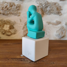 Load image into Gallery viewer, Cycladic Thinker Small Cyan &quot;Life is a constant change - Democritus&quot;
