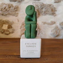 Load image into Gallery viewer, Cycladic Thinker Small Green &quot;Life is a constant chane - Democritus&quot;
