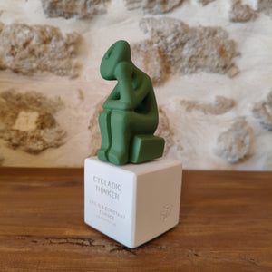 Cycladic Thinker Small Green "Life is a constant chane - Democritus"