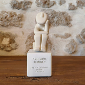 Cycladic Thinker Small Pale Cream "Life is a constant change - Democritus"