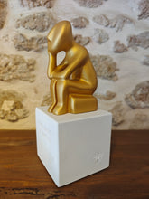 Load image into Gallery viewer, Cycladic Thinker Large Gold "Time gives the answers without even needing the questions - Euripides"
