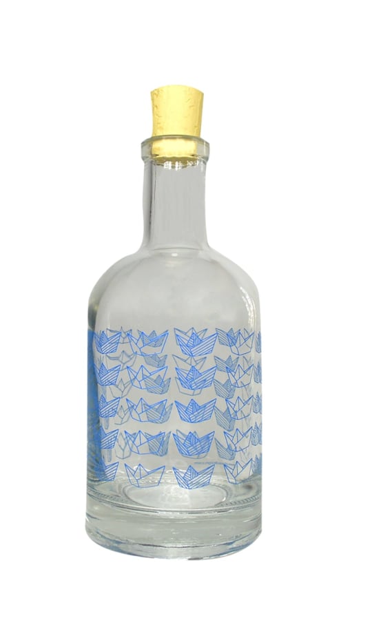 Paper Boat Glass Bottle