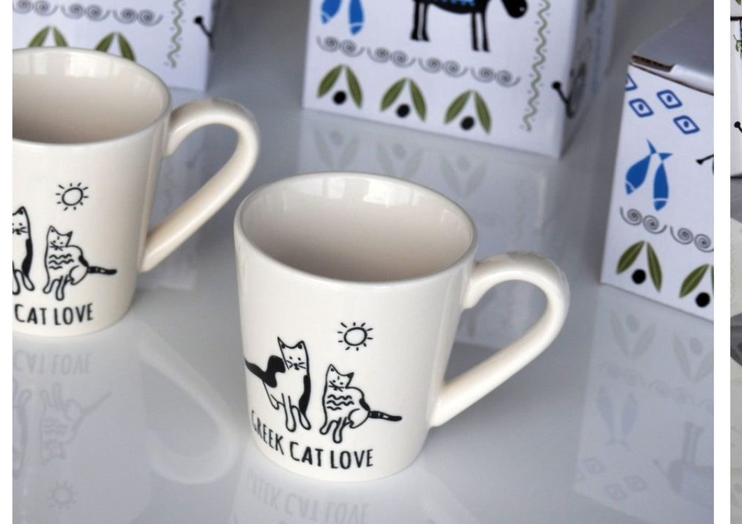Greek Cat Love Etched Design Cup 90ml