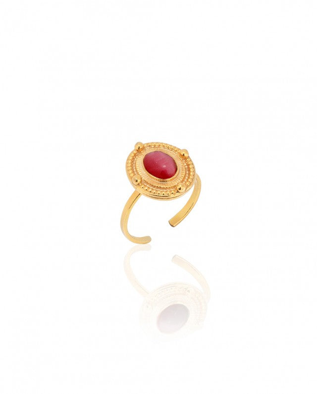 Mademoiselle Gold Coral Ring