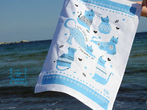 'I Love Greek Cats,100% Cotton Tea Towel